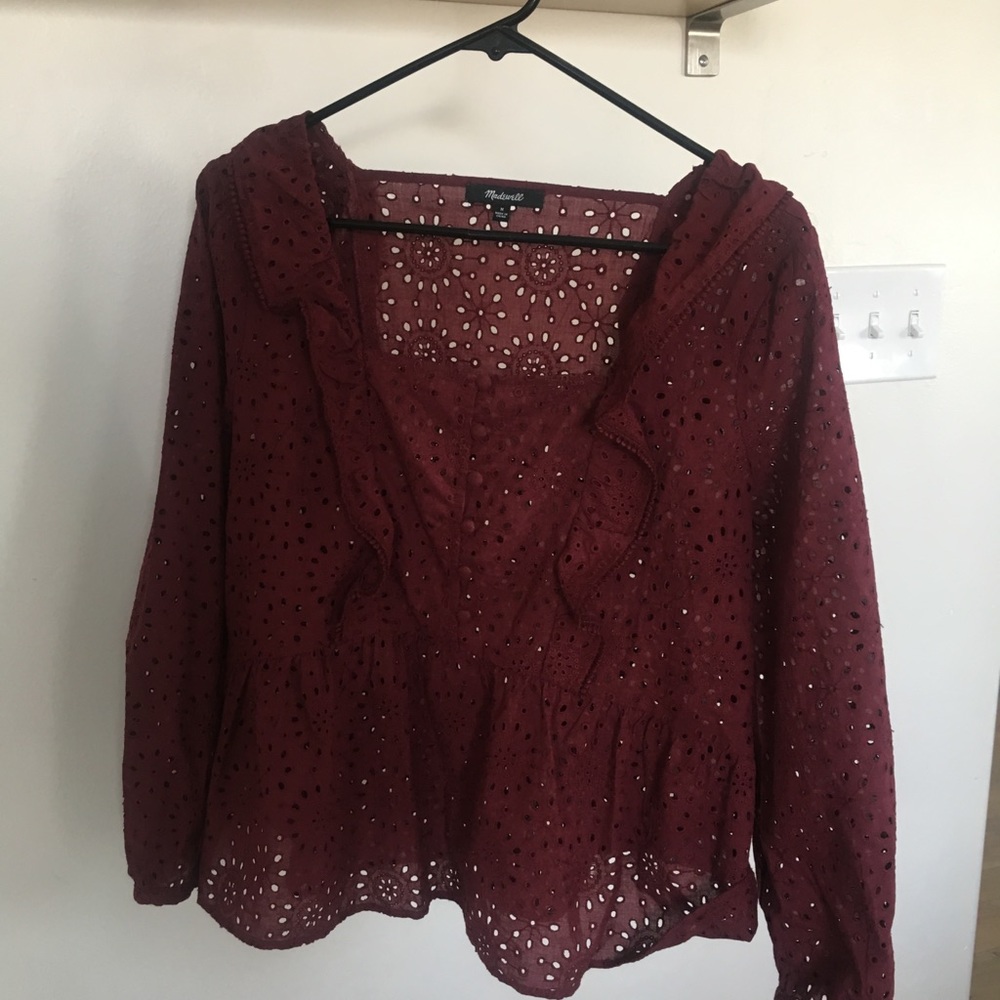 Madewell Peplum Eyelit Blouse NWOT Medium